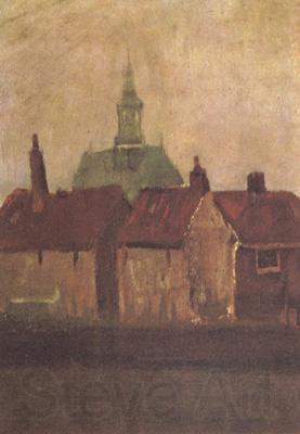 Vincent Van Gogh Cluster of Old Houses with the New Church in The Hague (nn04) Spain oil painting art